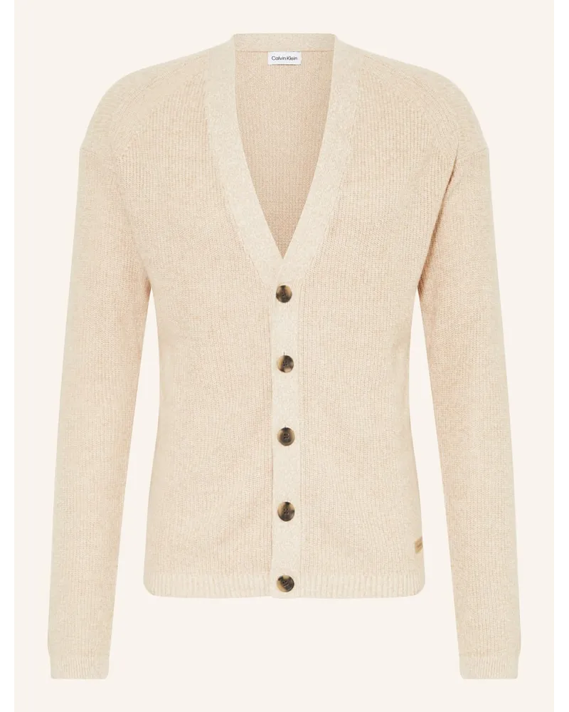 Calvin Klein Strickjacke mit Leinen Beige