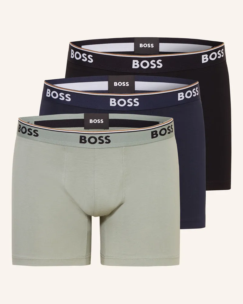 HUGO BOSS 3er-Pack Boxershorts Power schwarz Hellgrün