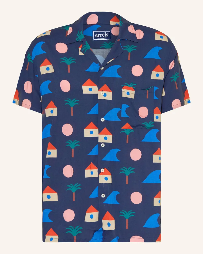 Arrels Barcelona Resorthemd BLUE LA PLAGE × MATIAS LARRAIN Comfort Fit Dunkelblau