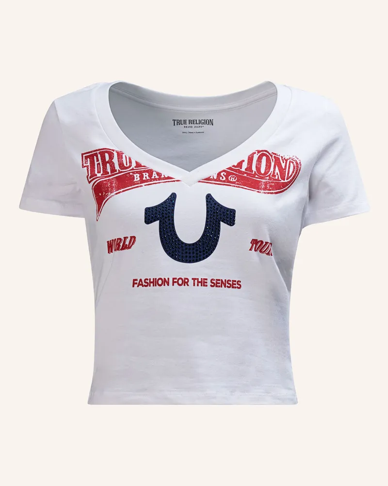 True Religion T-Shirt Cropped Weiss