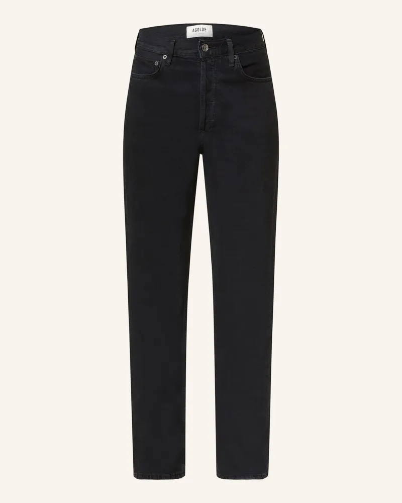 AGOLDE Straight Jeans 90's Pinch Waist schwarz Crushed