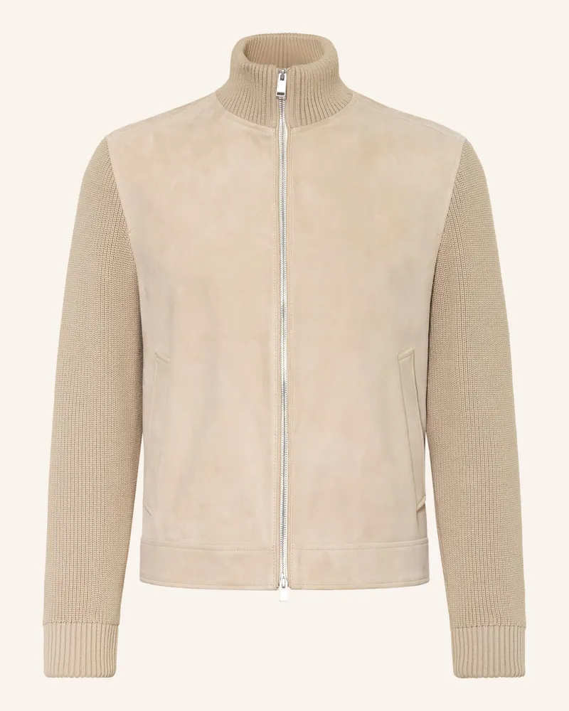 HUGO BOSS Lederjacke Maven weiss Beige