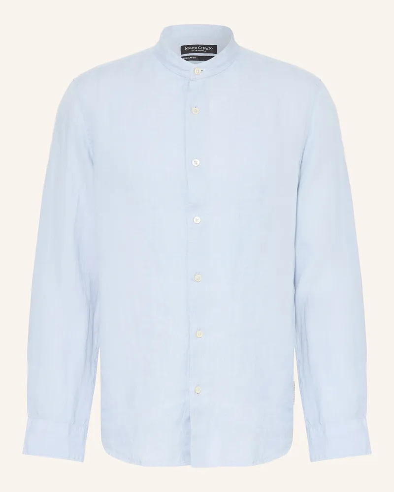 Marc O'Polo Leinenhemd Regular Fit Mit Stehkragen blau Hellblau
