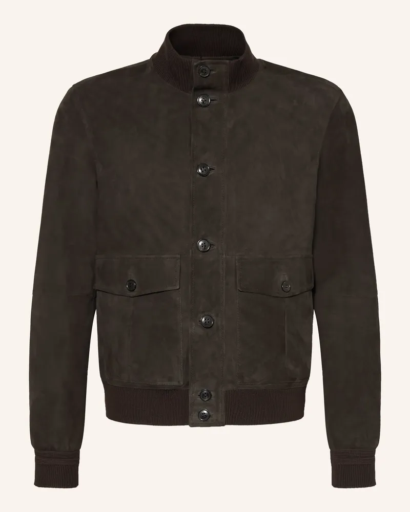 Ermenegildo Zegna Lederblouson braun Dunkelbraun