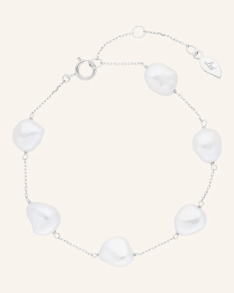 Leaf Armband Barock Perls Aus 14 Karat Weißgold silber Weissgold