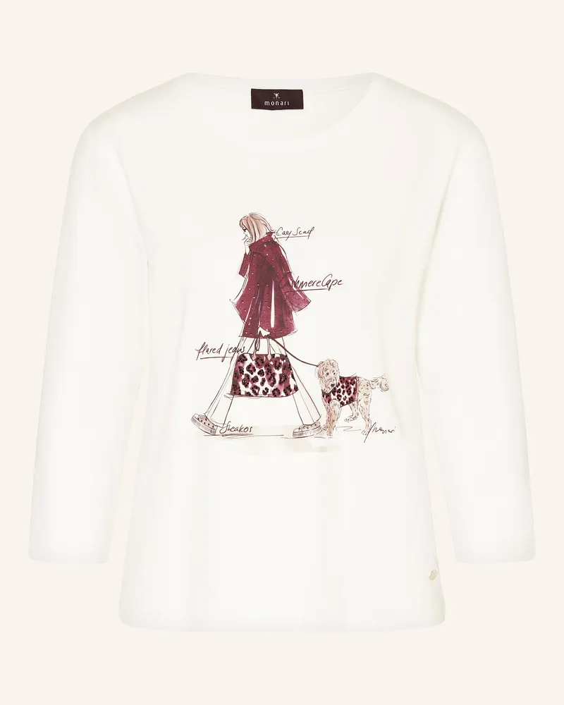 monari Shirt mit 3/4-Arm und Schmucksteinen Weiss