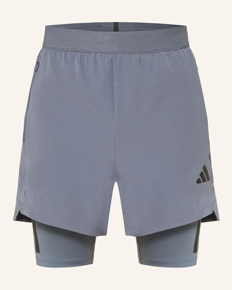 adidas 2-in-1-Trainingsshorts POWER Blaugrau