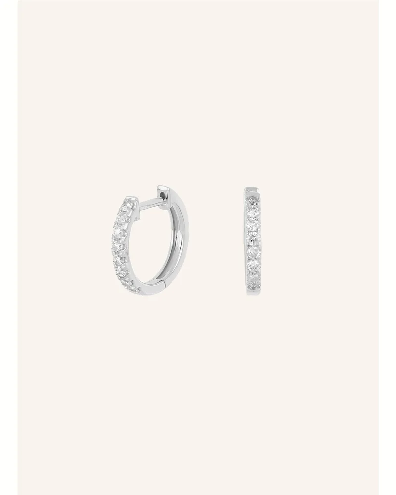 Leaf Creolen Circle Big Aus 18 Karat Weißgold Mit Diamanten silber Weissgold