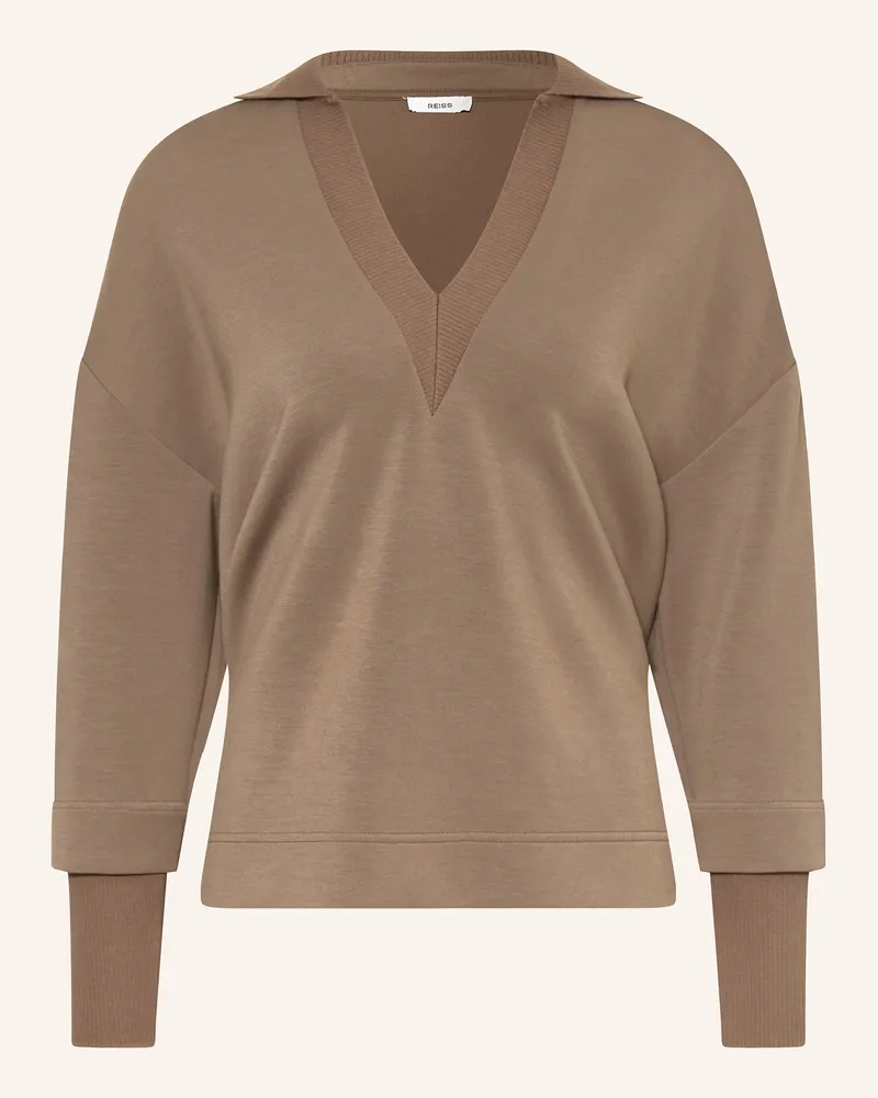 Reiss Sweatshirt BERNIE im Materialmix Khaki