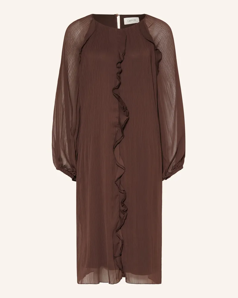 Cartoon Kleid Mit Plissees Und Volants braun Dunkelbraun