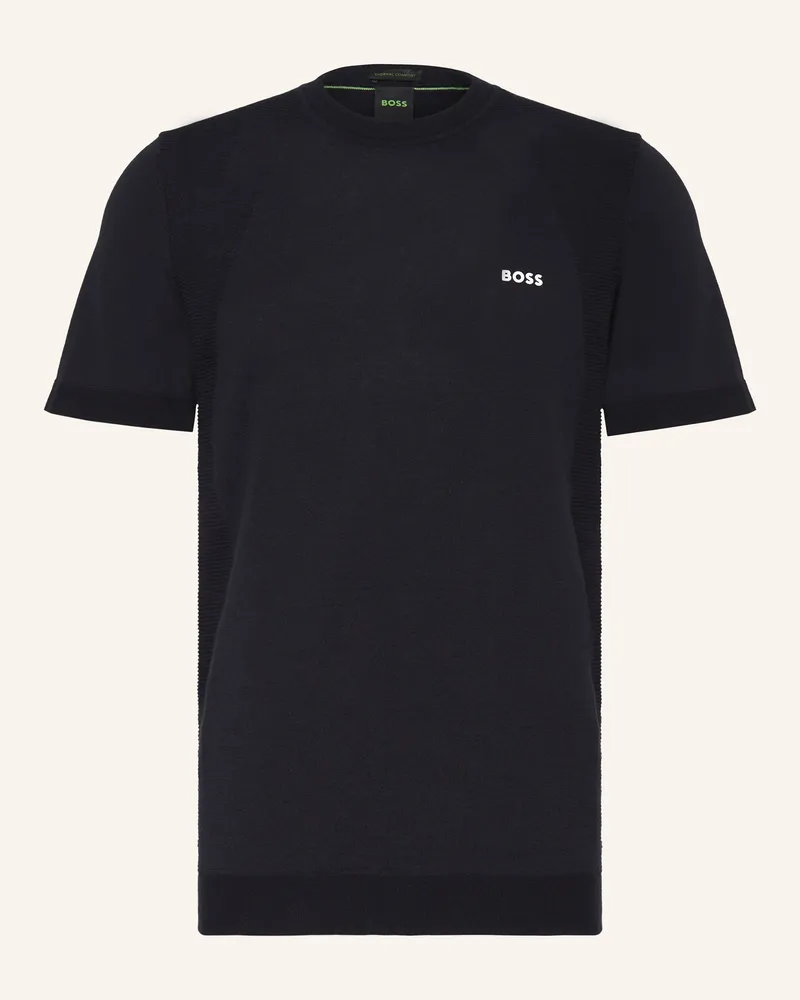 HUGO BOSS Strickshirt Momentum_Lite blau Dunkelblau