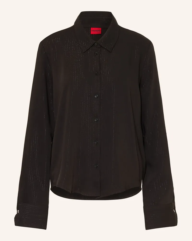 HUGO BOSS Hemdbluse Elka Mit Glitzergarn schwarz Schwarz