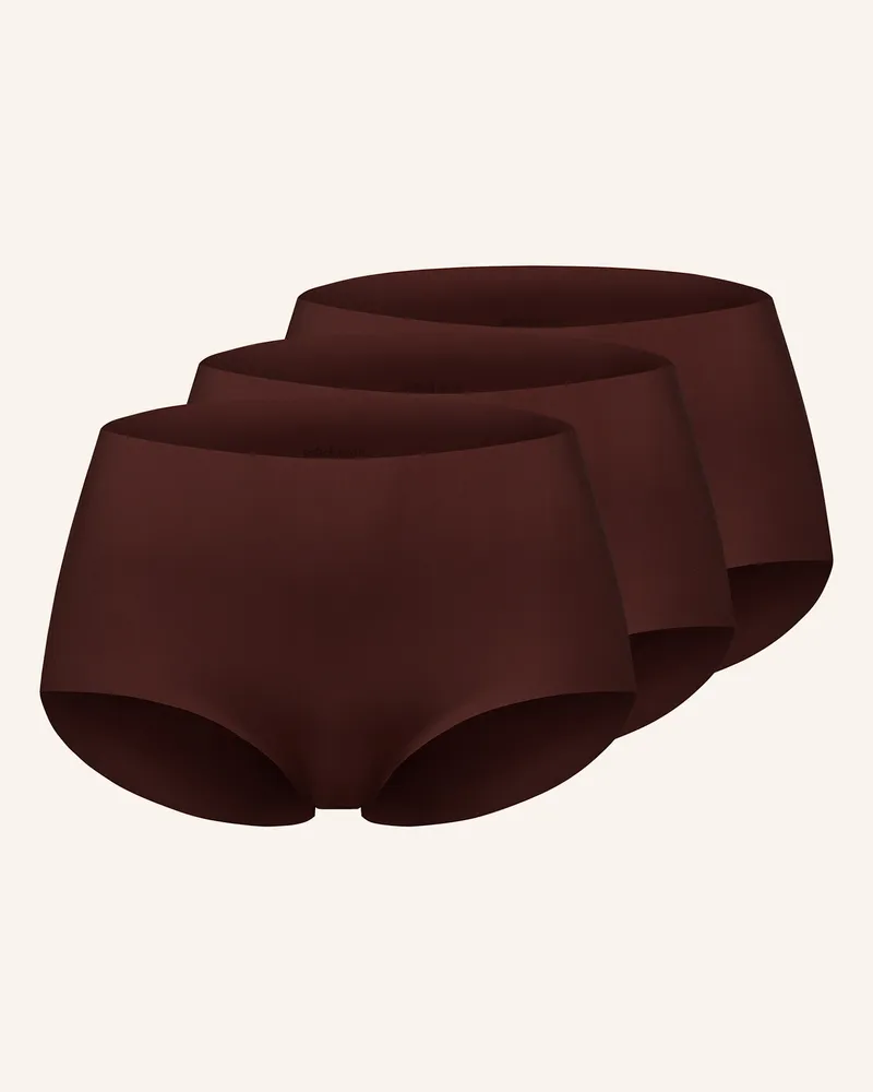 Ehrlich Textil 3er Pack Casual Cotton High Waist Slip Aus Bio-Baumwolle - Nahtlose Kanten braun Braun