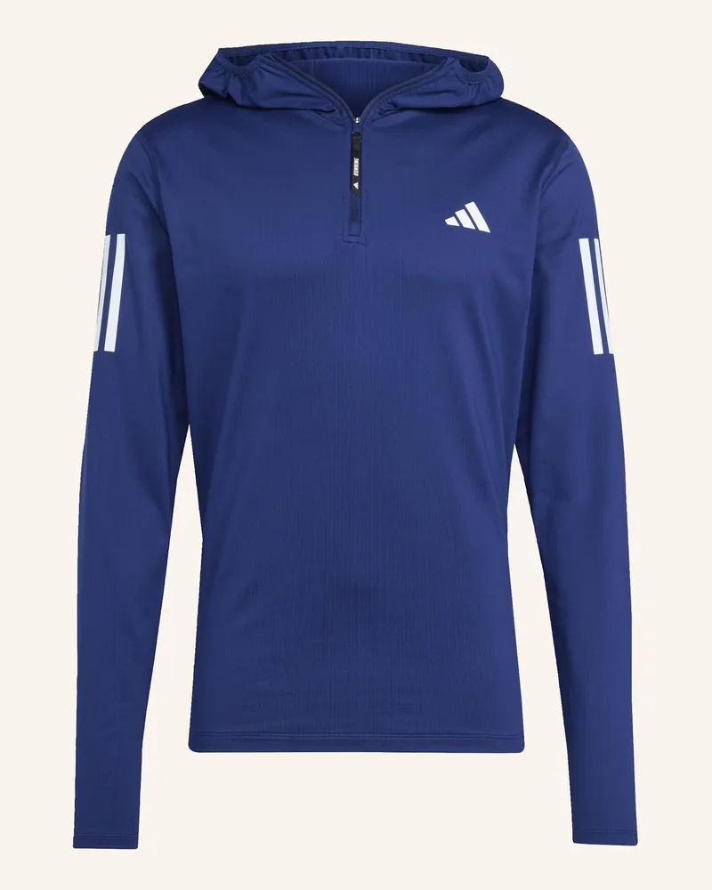 adidas OWN THE RUN WINTERIZED HOODIE MIT HALBEM REISSVERSCHLUSS Blau