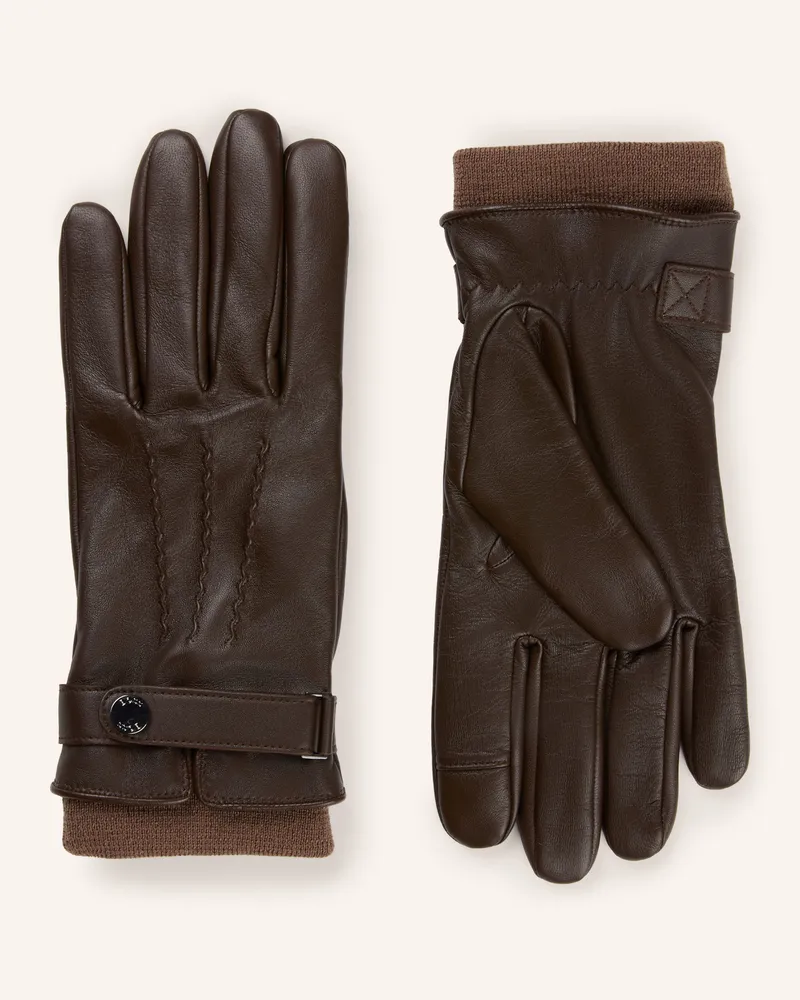 HUGO BOSS Lederhandschuhe Hyden braun Dunkelbraun