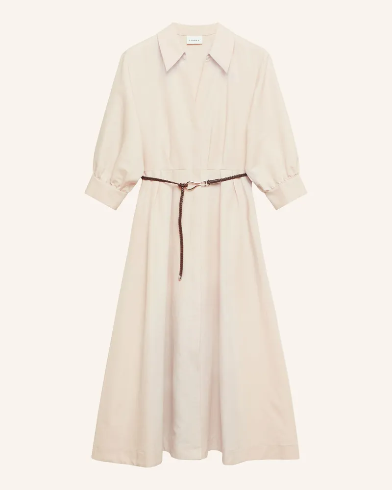 COMMA Kleid Mit 3/4-Arm Und Leinen beige Ecru