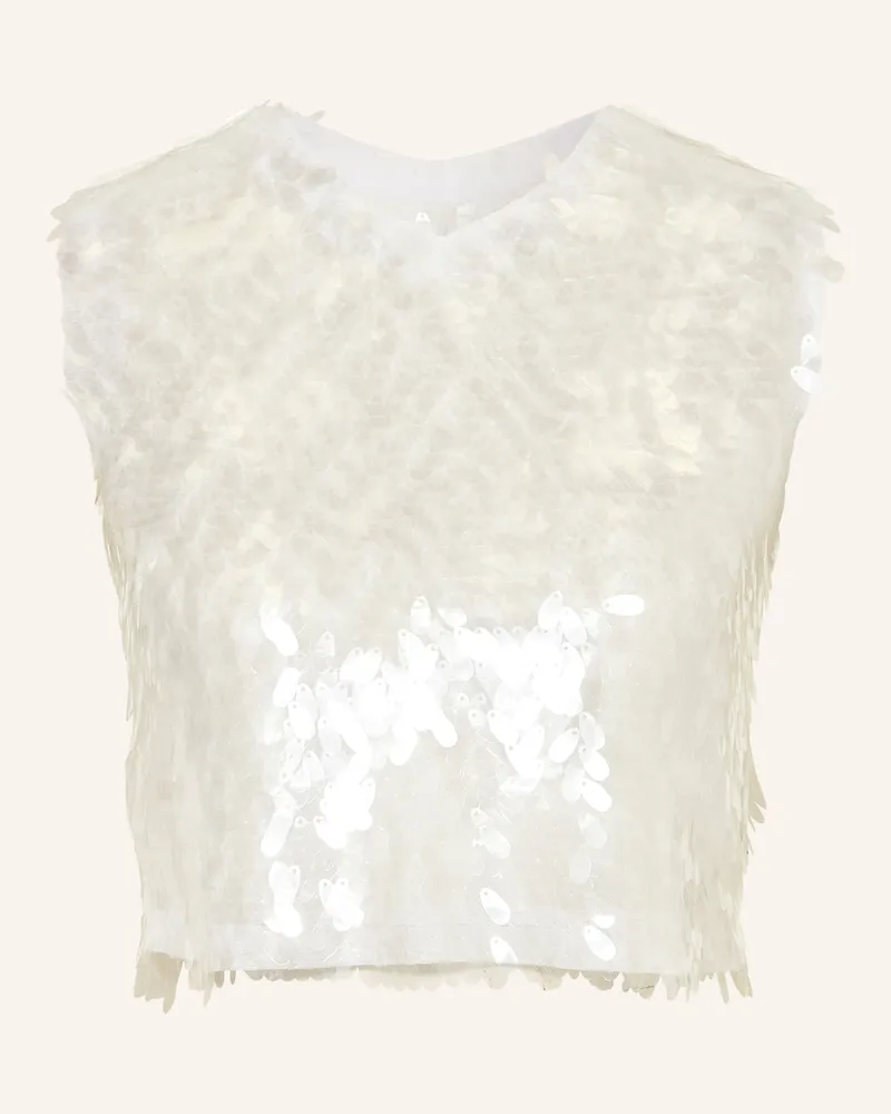 Norma Kamali Cropped-Top mit Pailletten Weiss