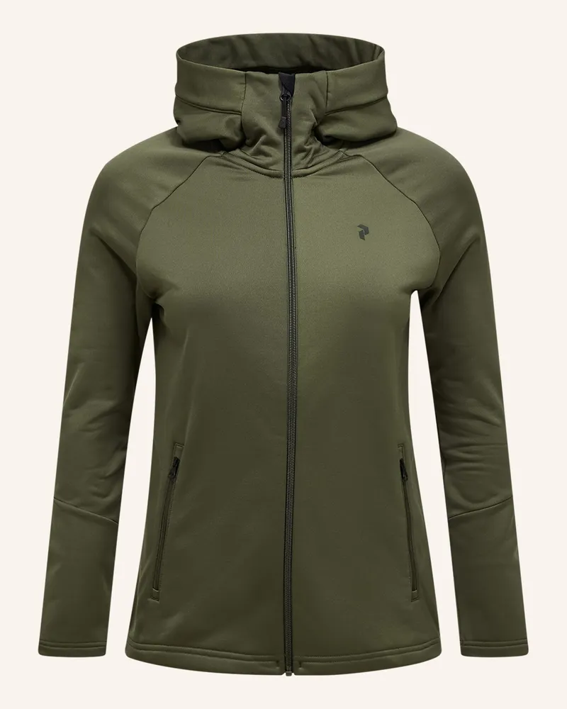 Peak Performance W Rider Essentials Midlayer Zip Hood Fleecejacke gruen Oliv