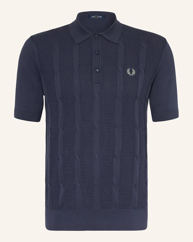 Fred Perry Strick-Poloshirt Dunkelblau