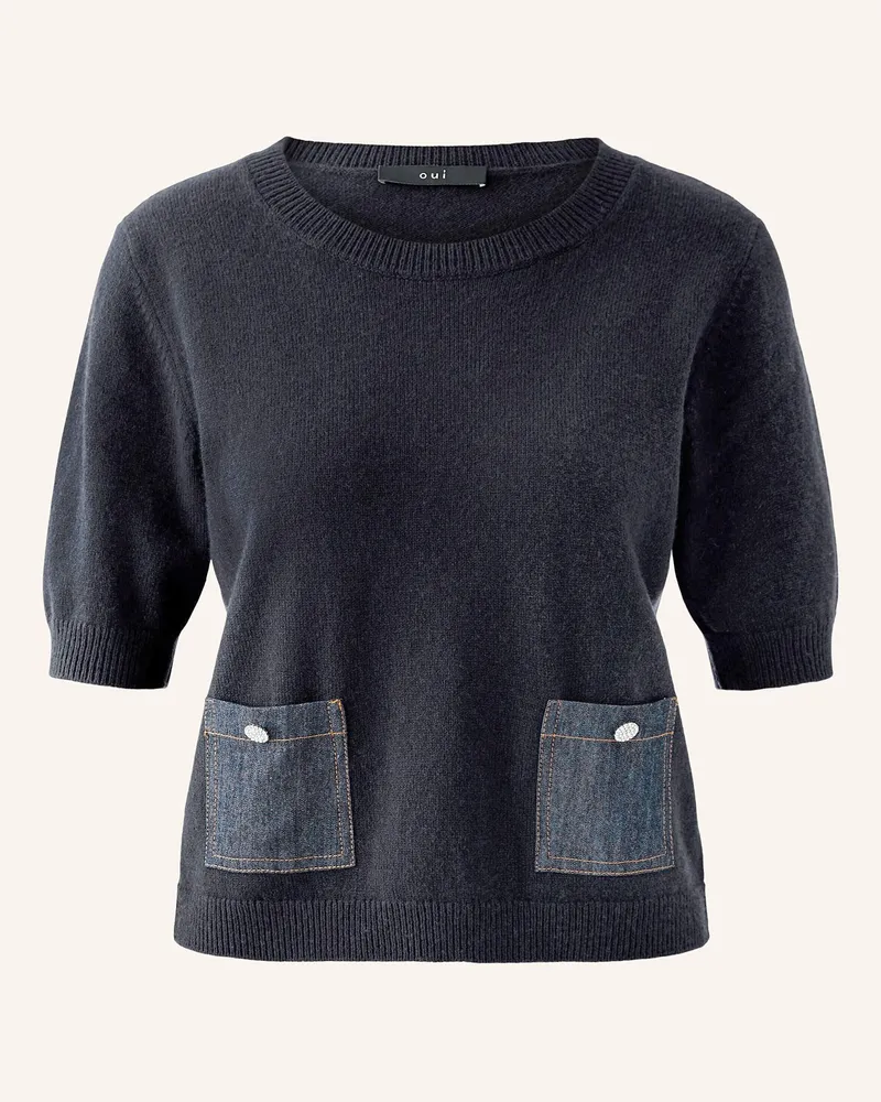 Oui  Strickshirt Dunkelblau