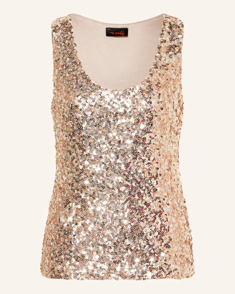 Miss Goodlife Top mit Pailletten Roségold