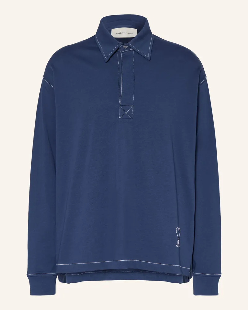 AMI Paris Jersey-Poloshirt Dunkelblau