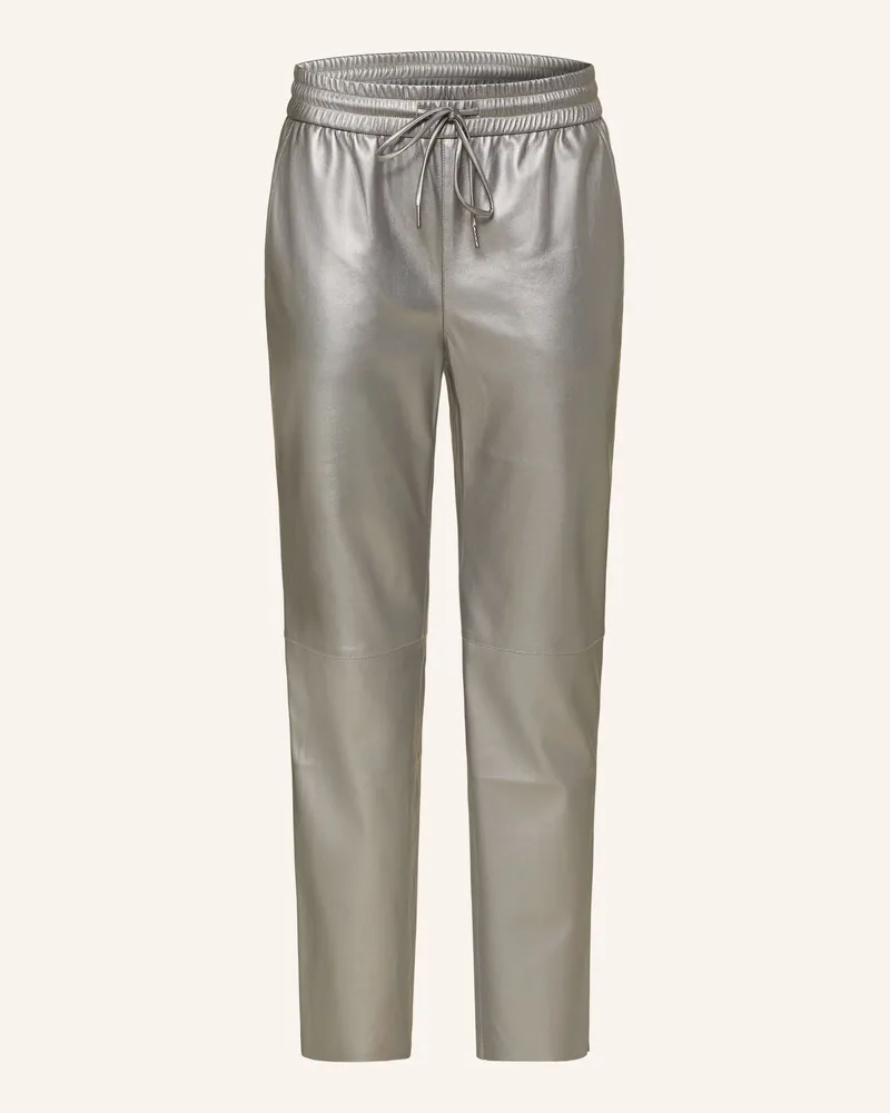 Juvia Hose ROSA in Lederoptik Silber