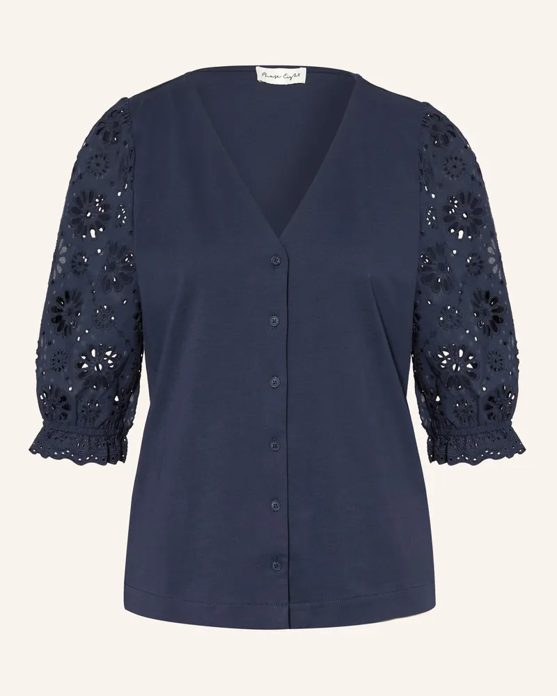Phase Eight Bluse Eleanor Im Materialmix Mit Lochspitze blau Dunkelblau