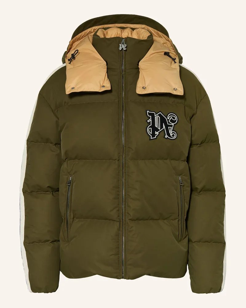 Palm Angels Daunenjacke mit Galonstreifen Oliv