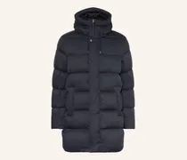 Daunenjacke Mit Abnehmbarem Kunstfell blau