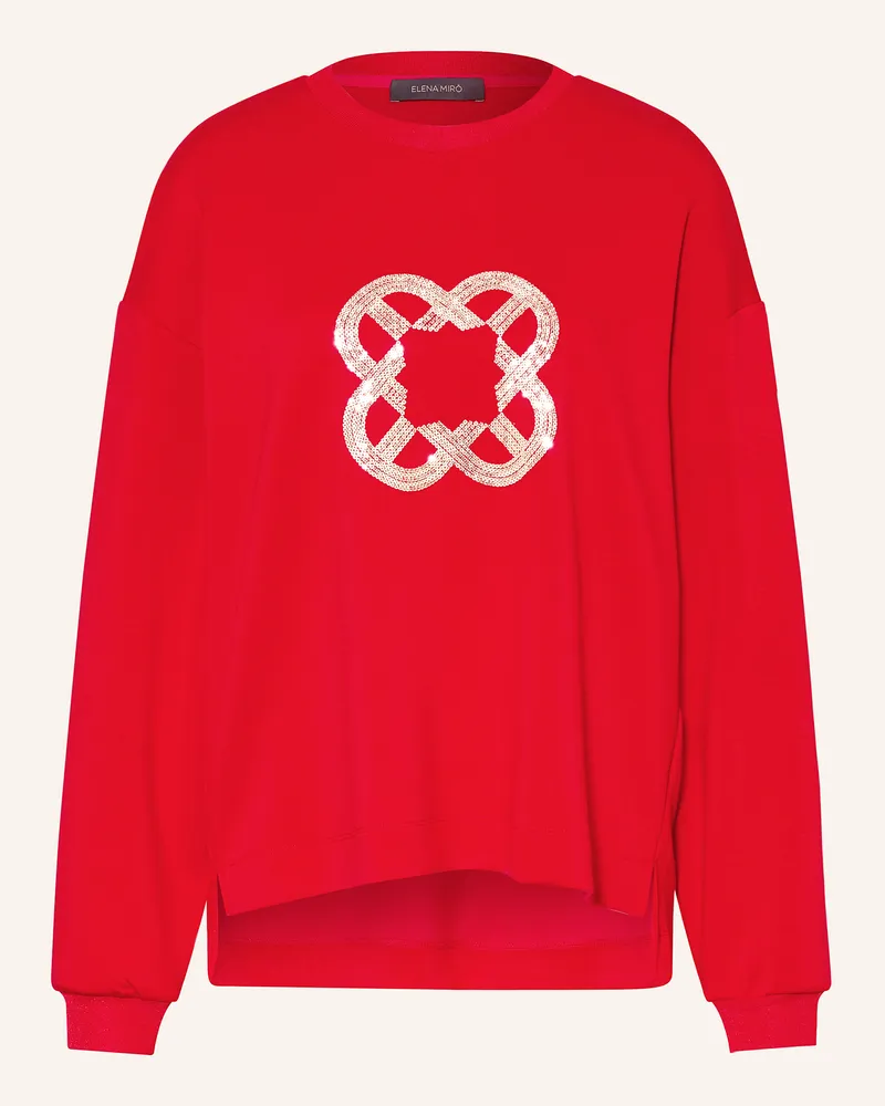 Elena Mirò Sweatshirt mit Pailletten Rot