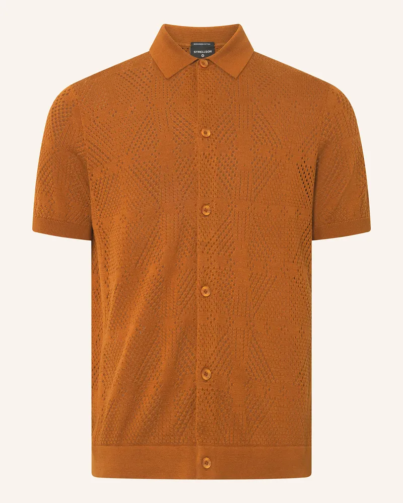 Strellson Strickhemd ADRIAN Slim Fit Dunkelorange