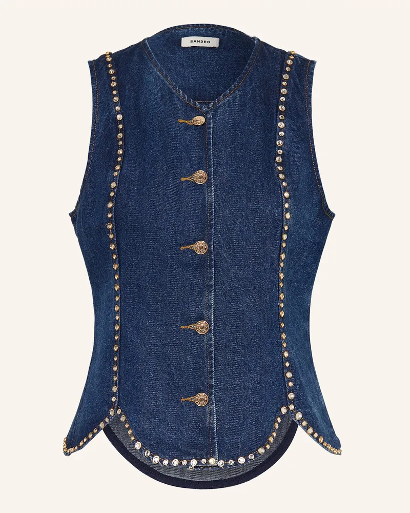 Sandro Jeansweste mit Schmucksteinen Blau