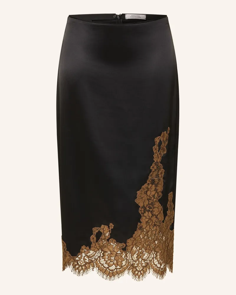Dorothee Schumacher Satinrock Shiny Statement Mit Spitze schwarz Schwarz
