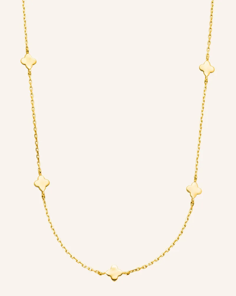 Leaf Halskette MINI CLOVER aus 14 Karat Gelbgold Gold