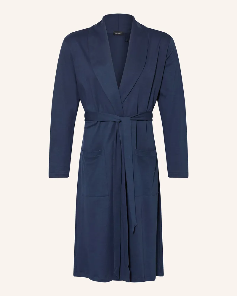 Hanro Herren-Morgenmantel Night & Day blau Dunkelblau