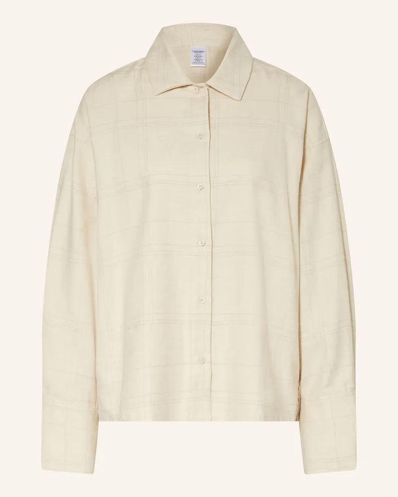 Calvin Klein Schlafshirt aus Flanell Ecru