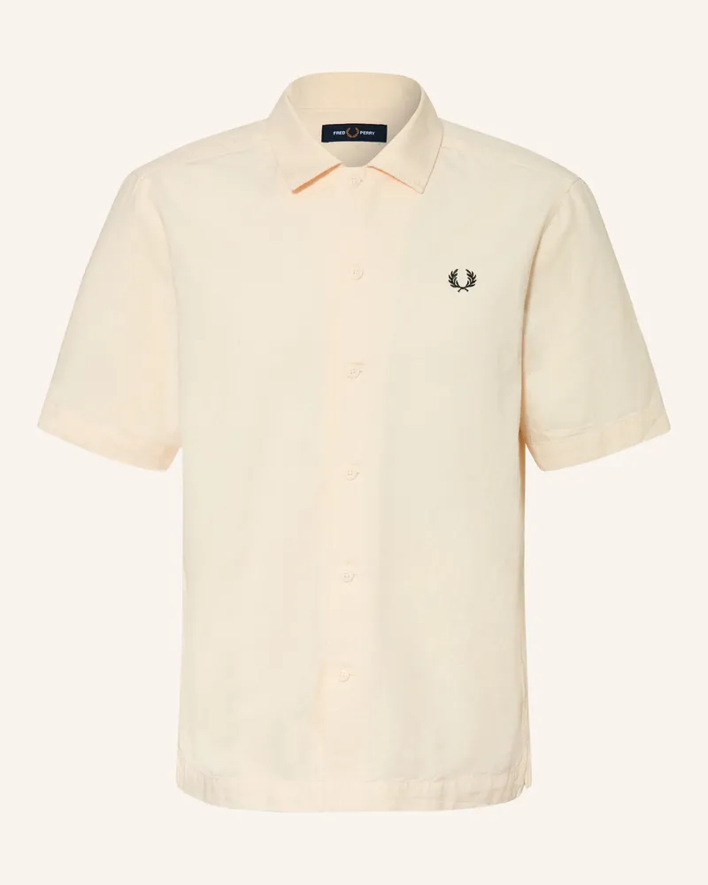 Fred Perry Kurzarm-Hemd Comfort Fit weiss Ecru