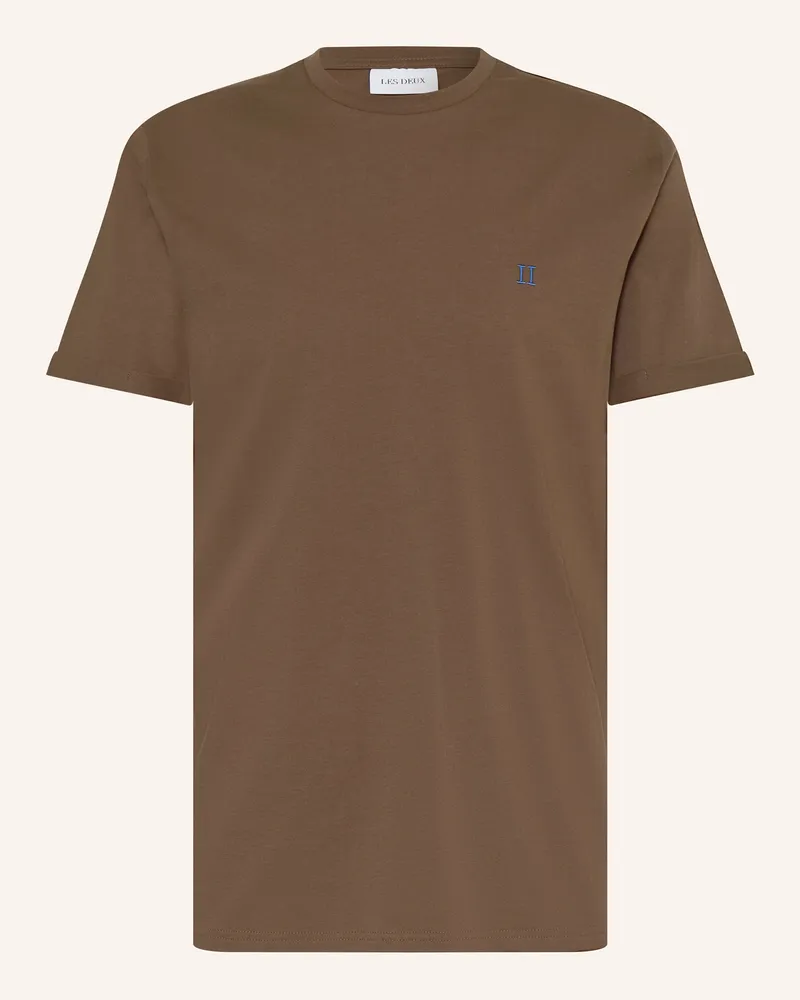 LES DEUX T-Shirt Norregaard braun Dunkelbraun