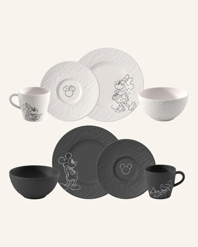 Villeroy & Boch Frühstücks-Set, 8-Teilig Manufacture Rock - Mickey Mouse schwarz Schwarz