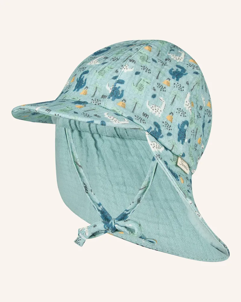 Sterntaler Schirmmütze Mit Nackenschutz Dinos blau Türkis