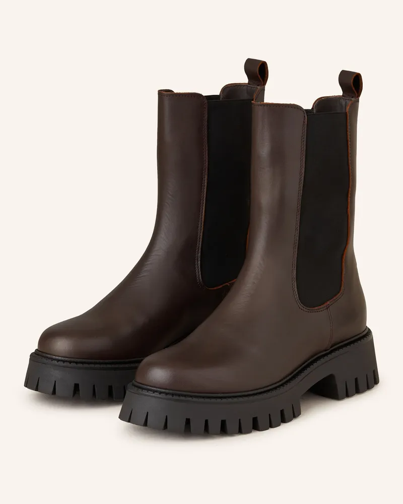 Mrs & HUGS Chelsea-Boots braun Dunkelbraun