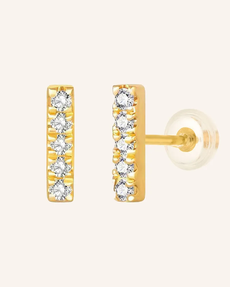 Leaf Ohrstecker Bar Aus 18 Karat Gelbgold Mit Diamanten gold Gold
