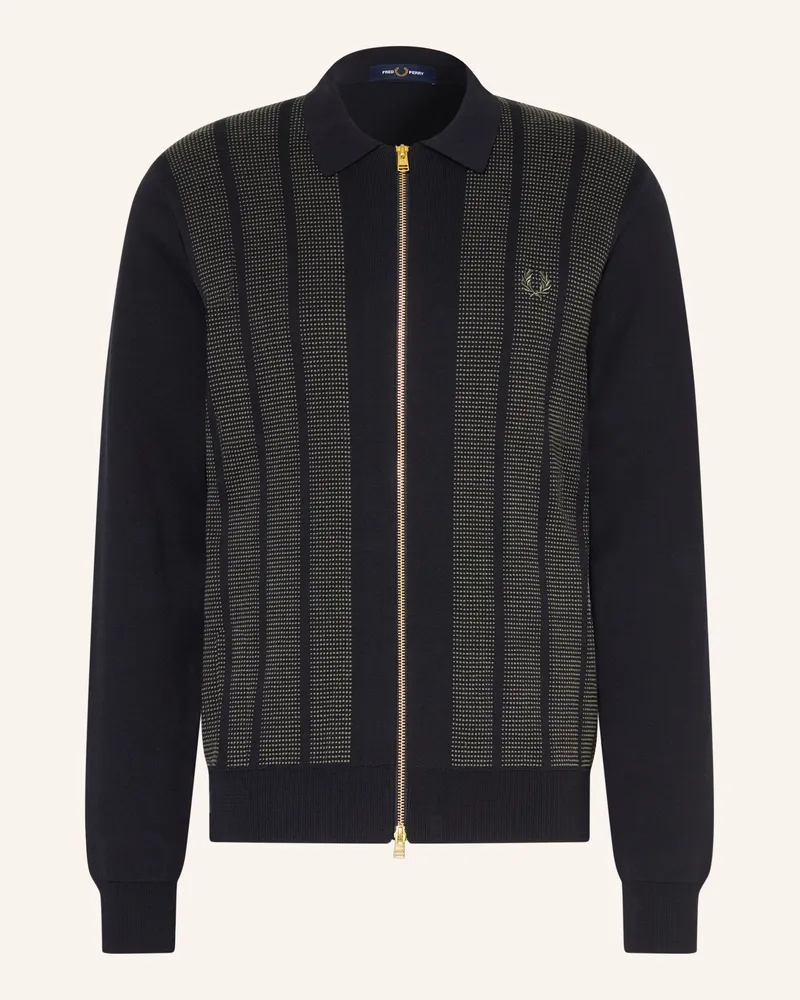 Fred Perry Strickjacke schwarz Schwarz