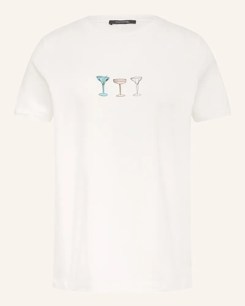 COMMA T-Shirt mit Schmucksteinen Weiss