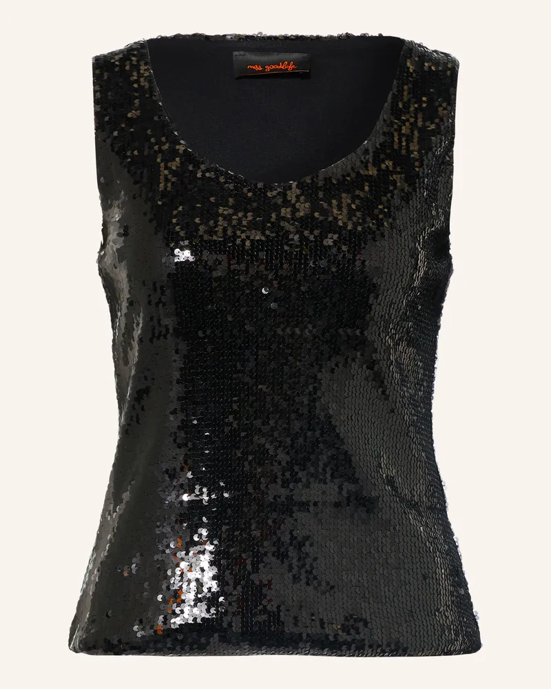 Miss Goodlife Top Glamour Glow Mit Pailletten schwarz Schwarz