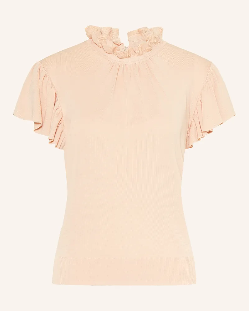 ba&sh Strickshirt OLEA mit Rüschen Beige