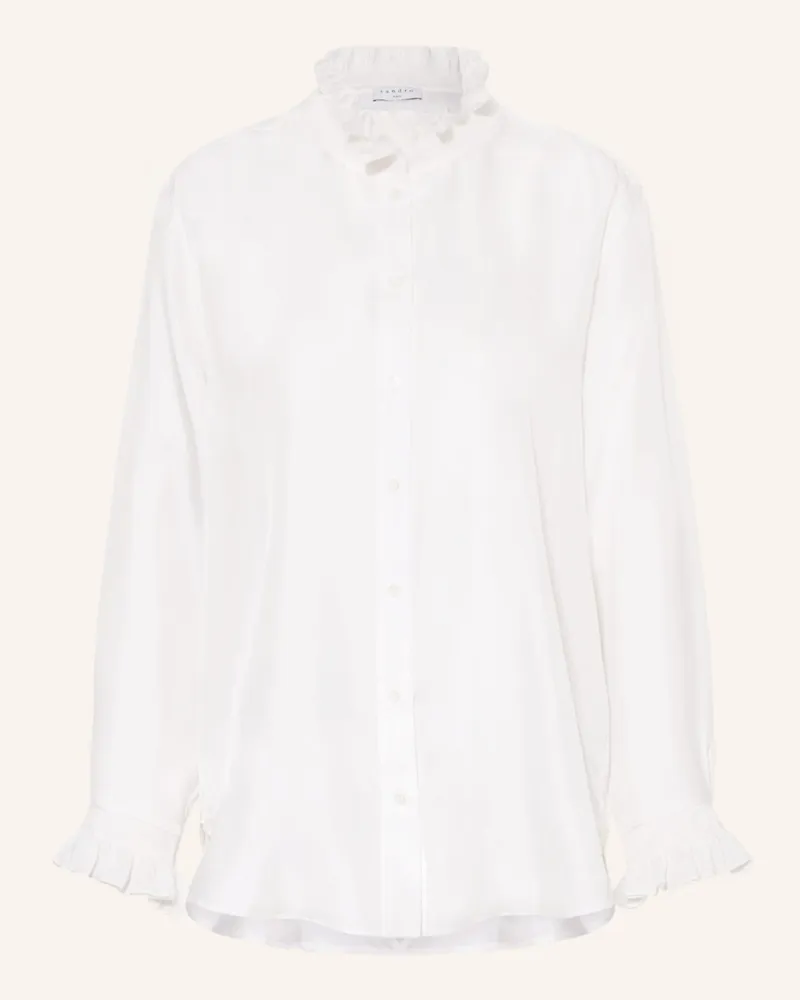 Sandro Seidenbluse mit Rüschen Weiss