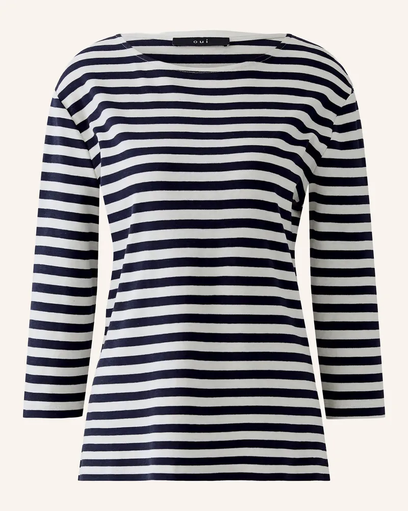 Oui  Shirt Soleila Mit 3/4-Arm weiss Dunkelblau