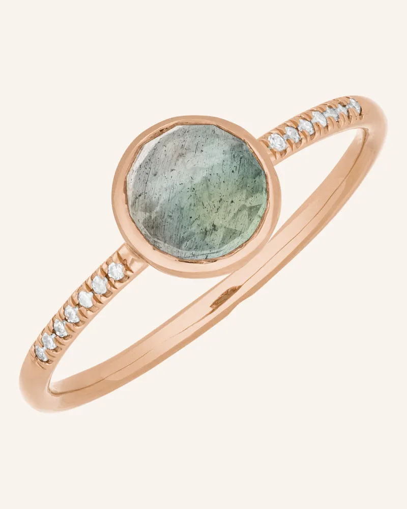Leaf Ring LABRADORIT aus 14 Karat Roségold mit Diamanten Roségold